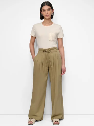 DKNY Quần Dài Nữ Rope Tie Front Wide