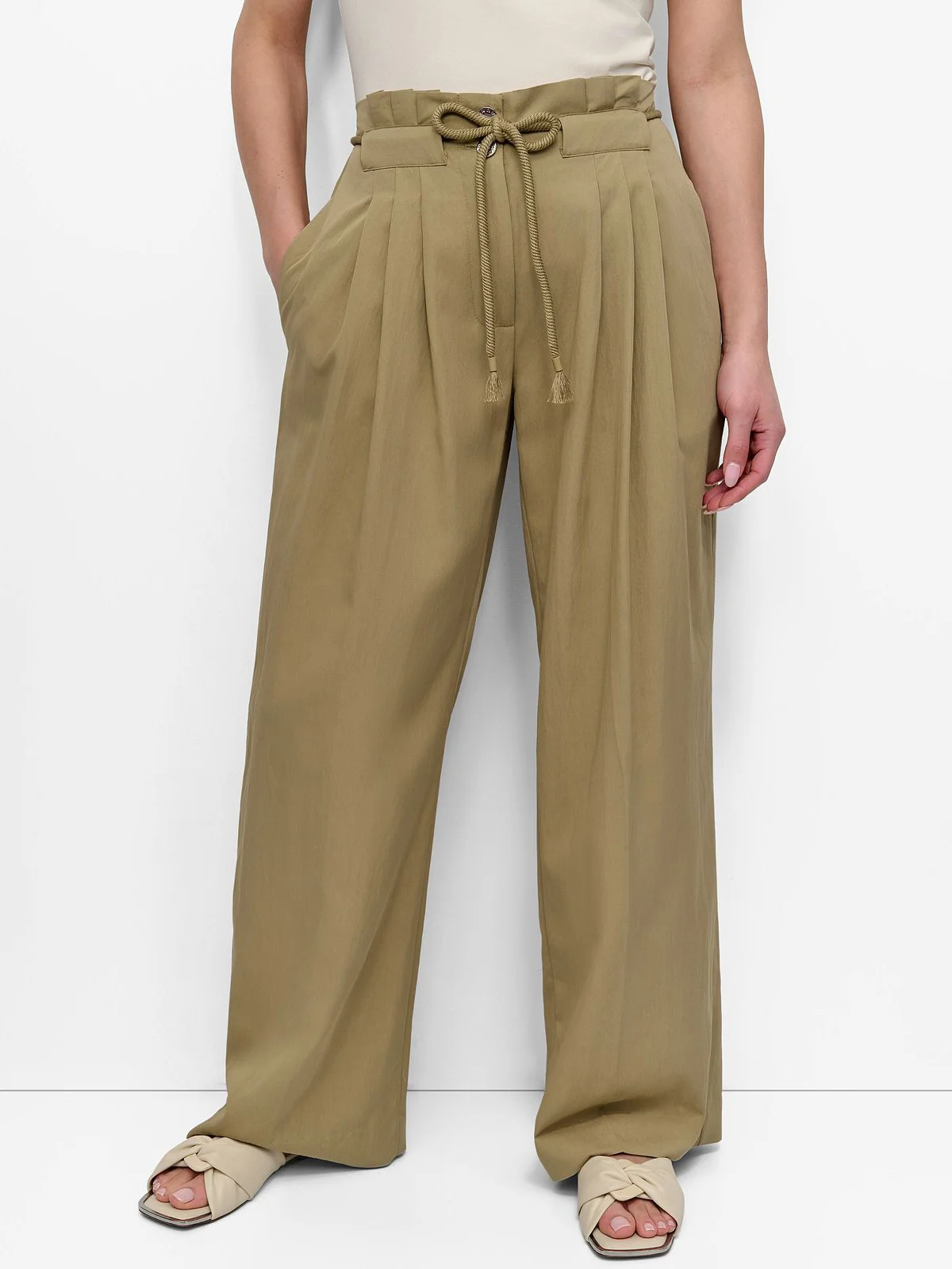 DKNY Quần Dài Nữ Rope Tie Front Wide