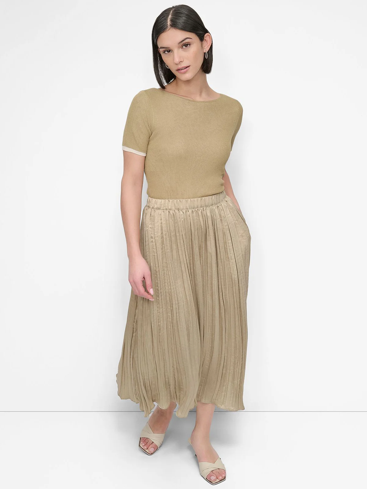 DKNY Chân Váy Nữ Crushed Crease Skirt