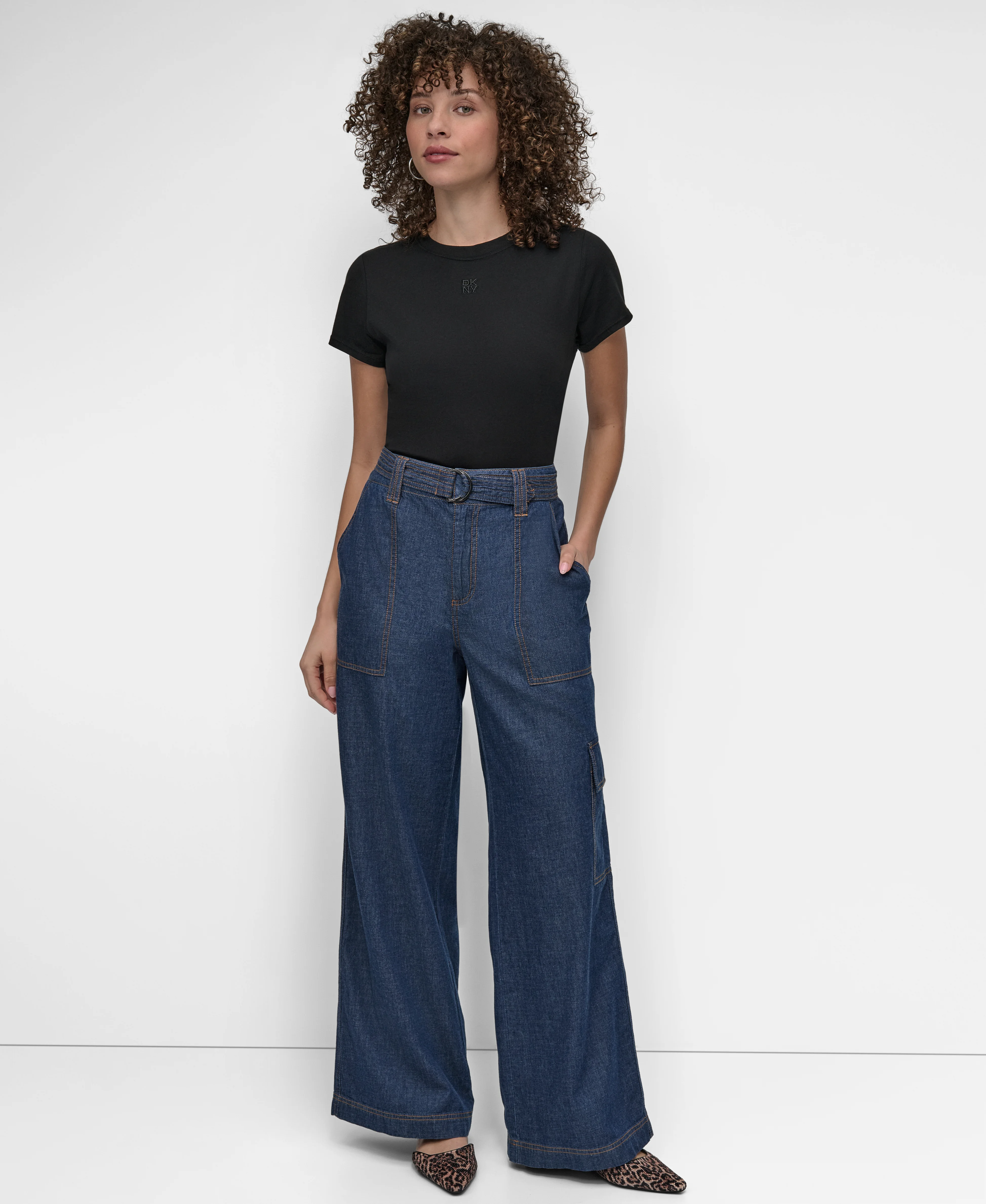DKNY Quần Dài Nữ Li-Weight Denim Wide Leg Pant