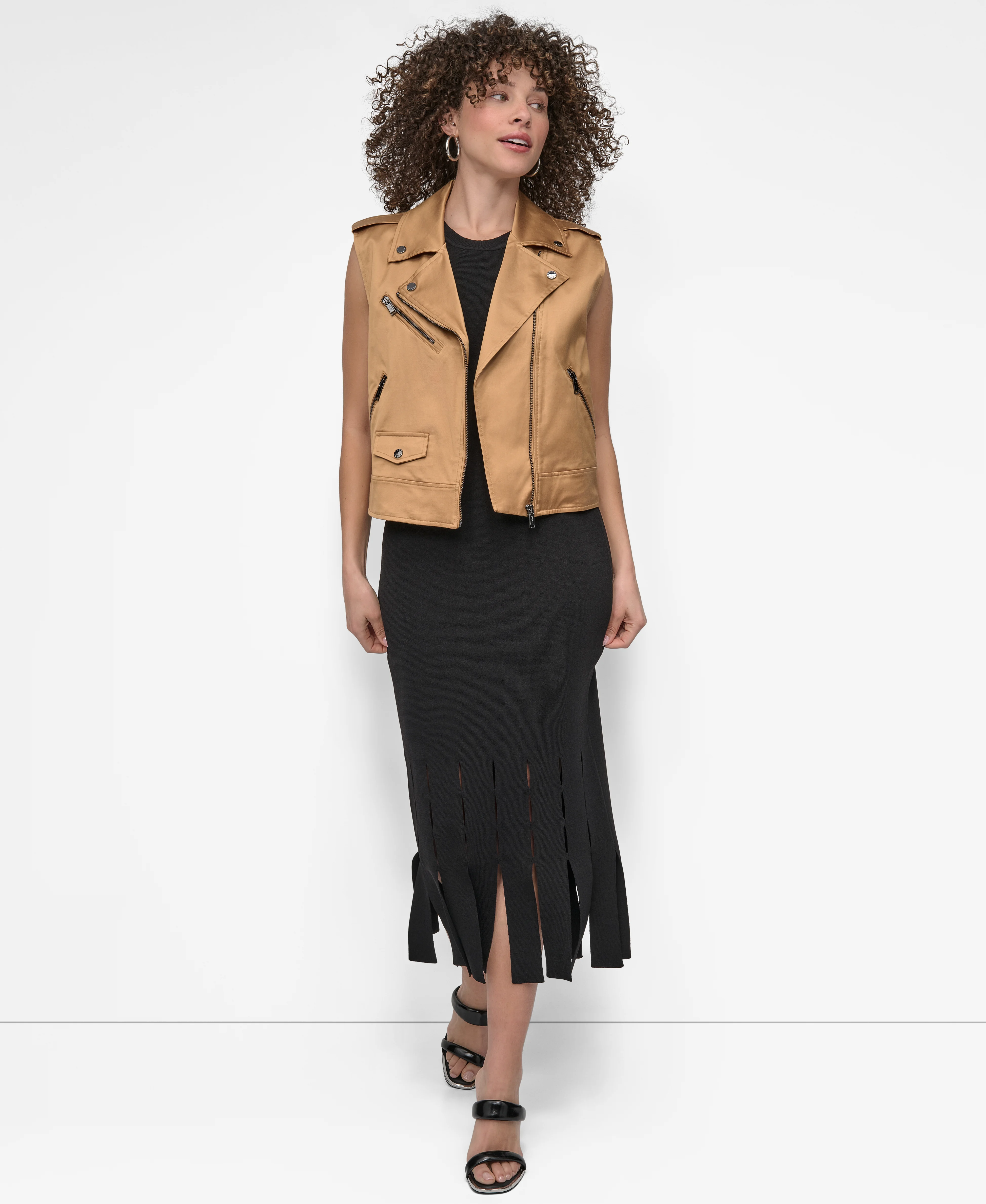 DKNY Áo Gi Lê Nữ S/L Moto Vest