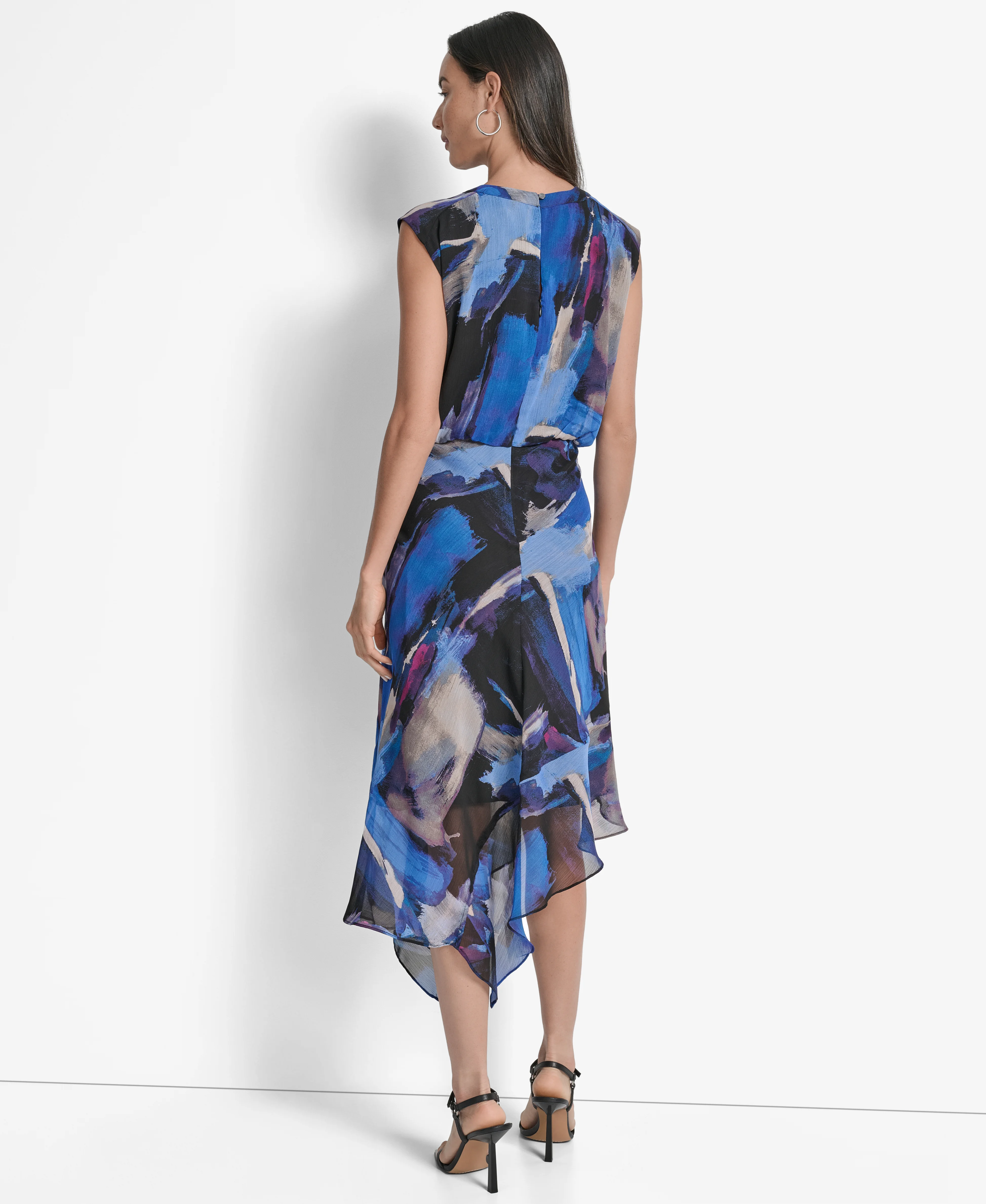 DKNY Đầm Nữ S/L Blouson Dress W/Asym Skirt
