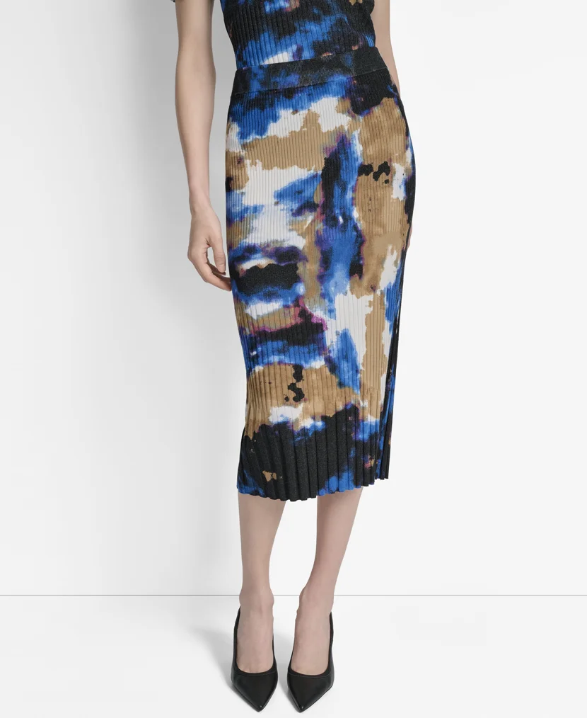 DKNY Váy Nữ Ribbed Printed Sweater Skirt