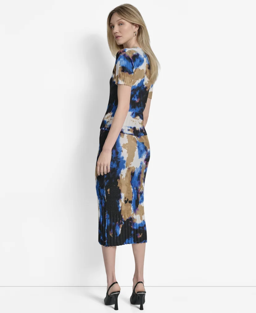 DKNY Váy Nữ Ribbed Printed Sweater Skirt