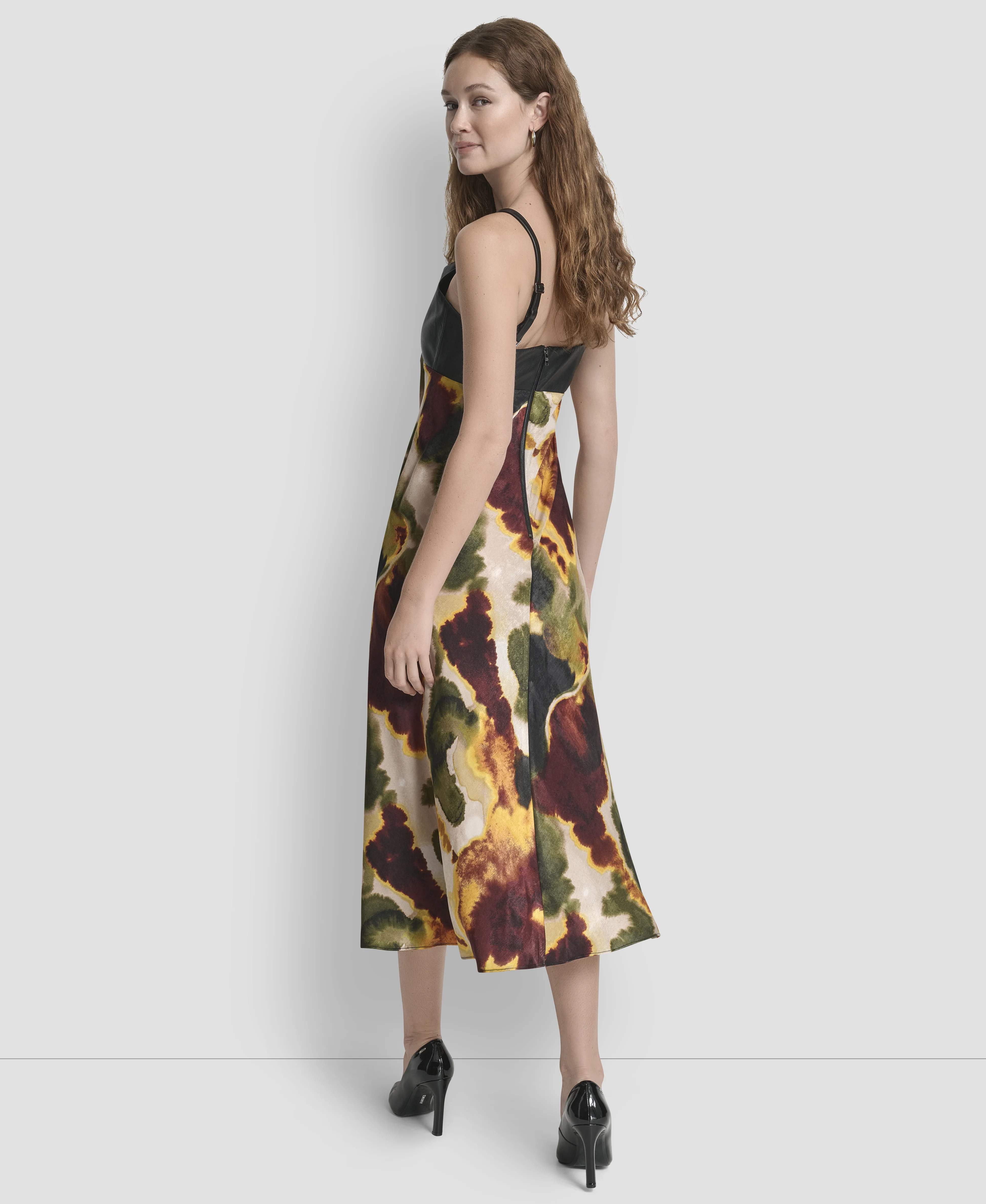 DKNY Đầm Nữ S/L Mix Media Printed Dress