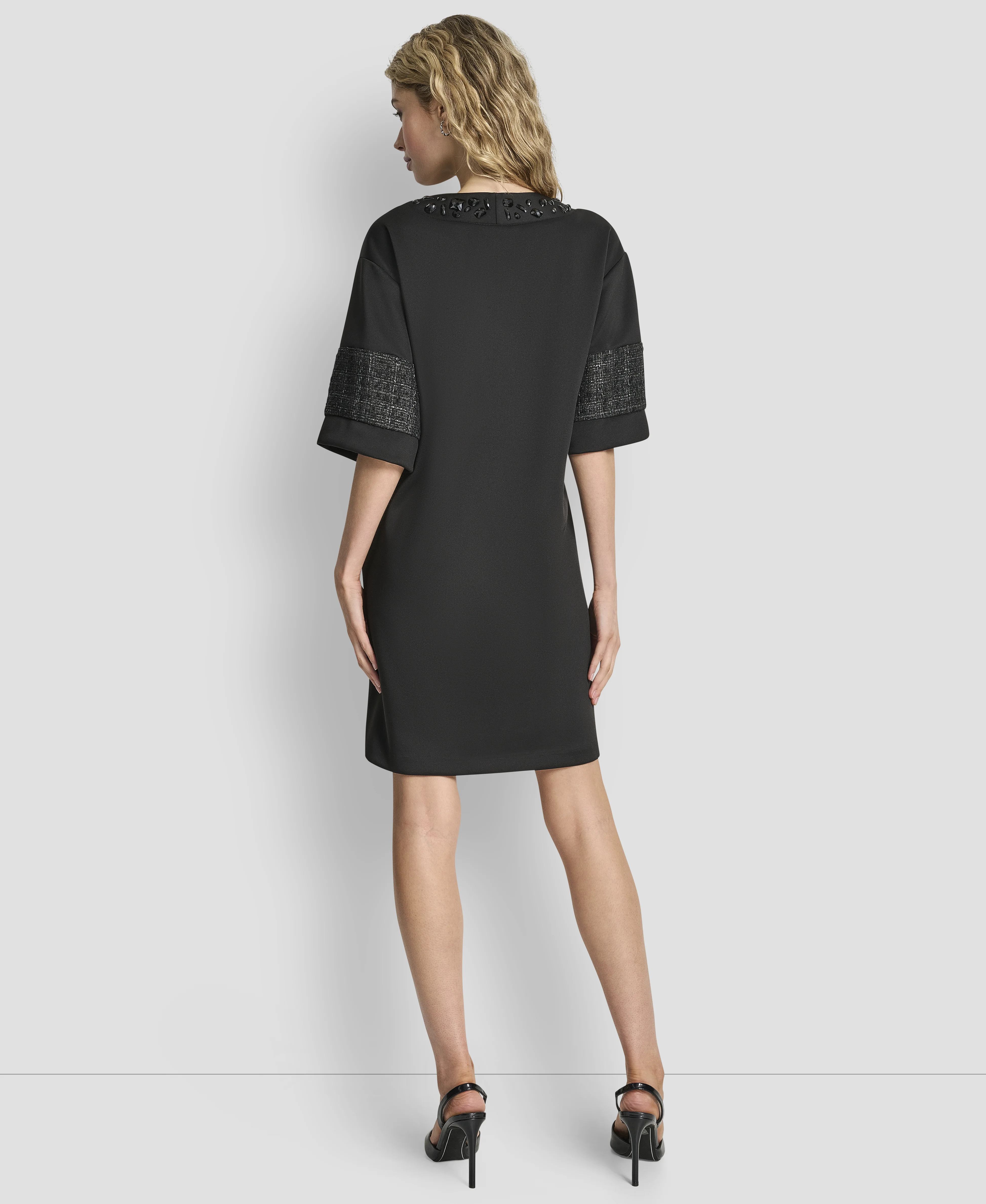 DKNY Đầm Nữ Ss Mix Media Scuba Shift Dress