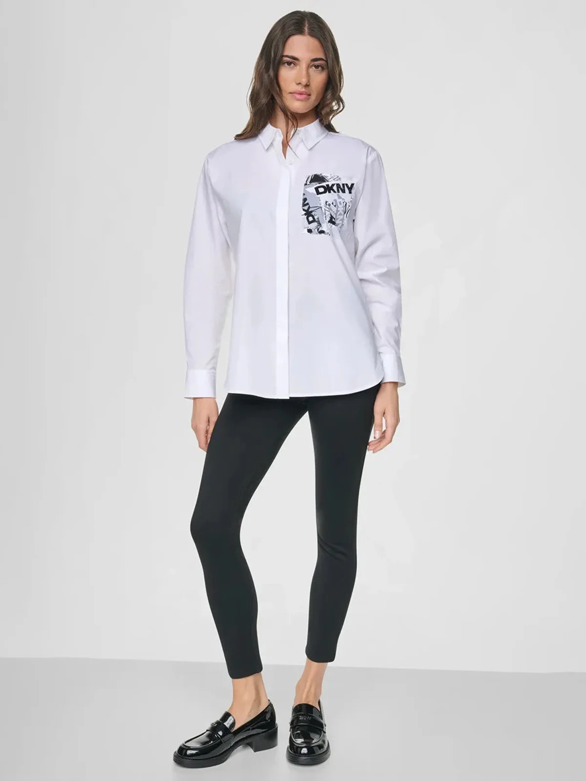 DKNY Áo Sơ Mi Nữ L/S Prntd Pckt Bttn Dwn Poplin