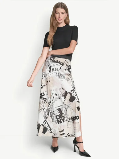 DKNY Váy Nữ Prntd Pull On Newspaper Skirt