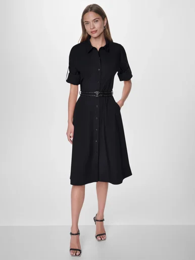 DKNY Đầm Nữ Ls Roll Tab Belt Poplin Dress
