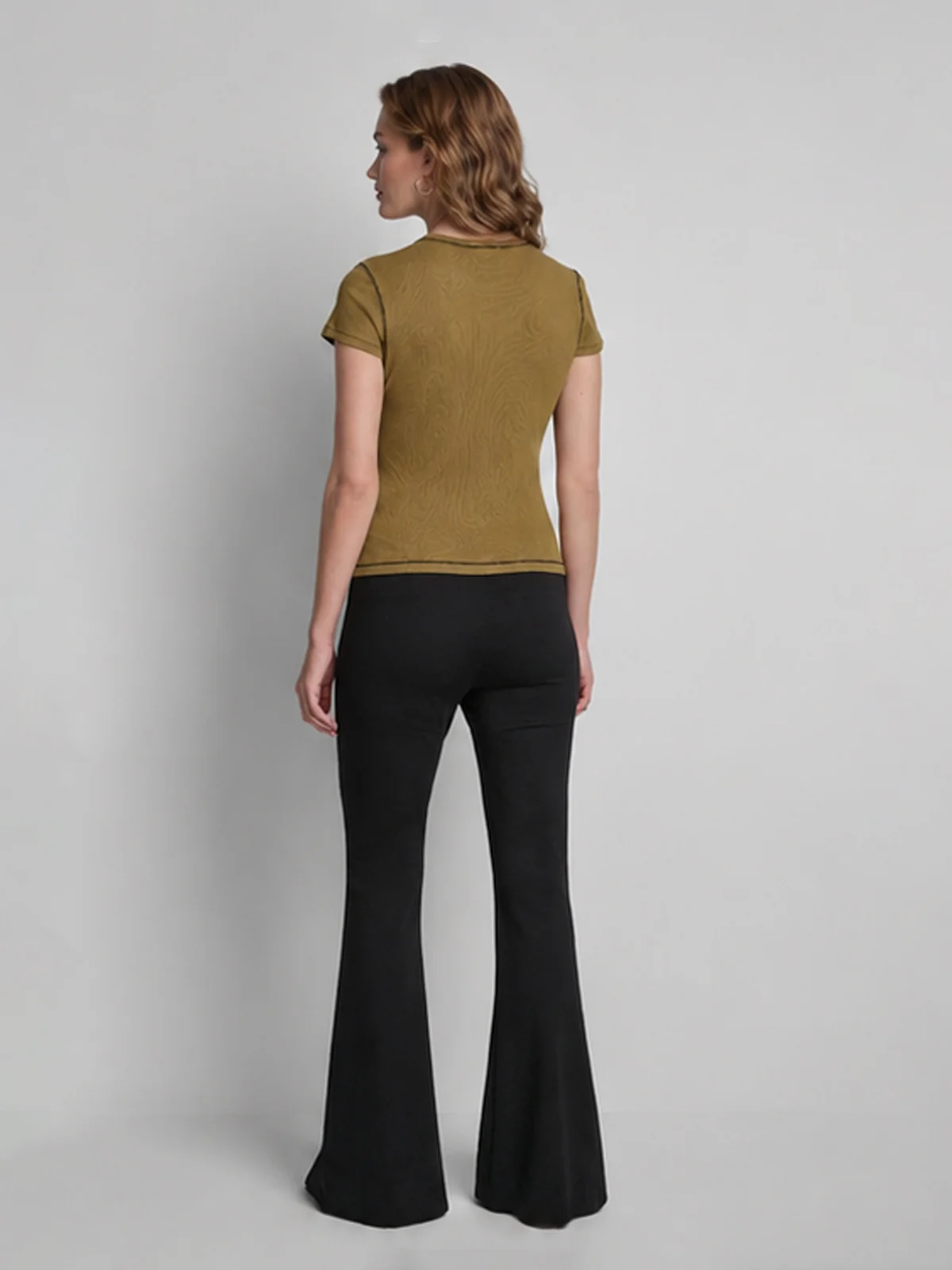 DKNY Áo Kiểu Nữ S/S Contrast Stitch Knit Top