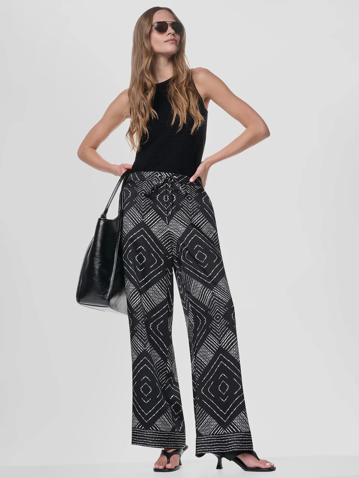 DKNY Quần Dài Nữ Prntd Scarf Twill Wideleg Pant