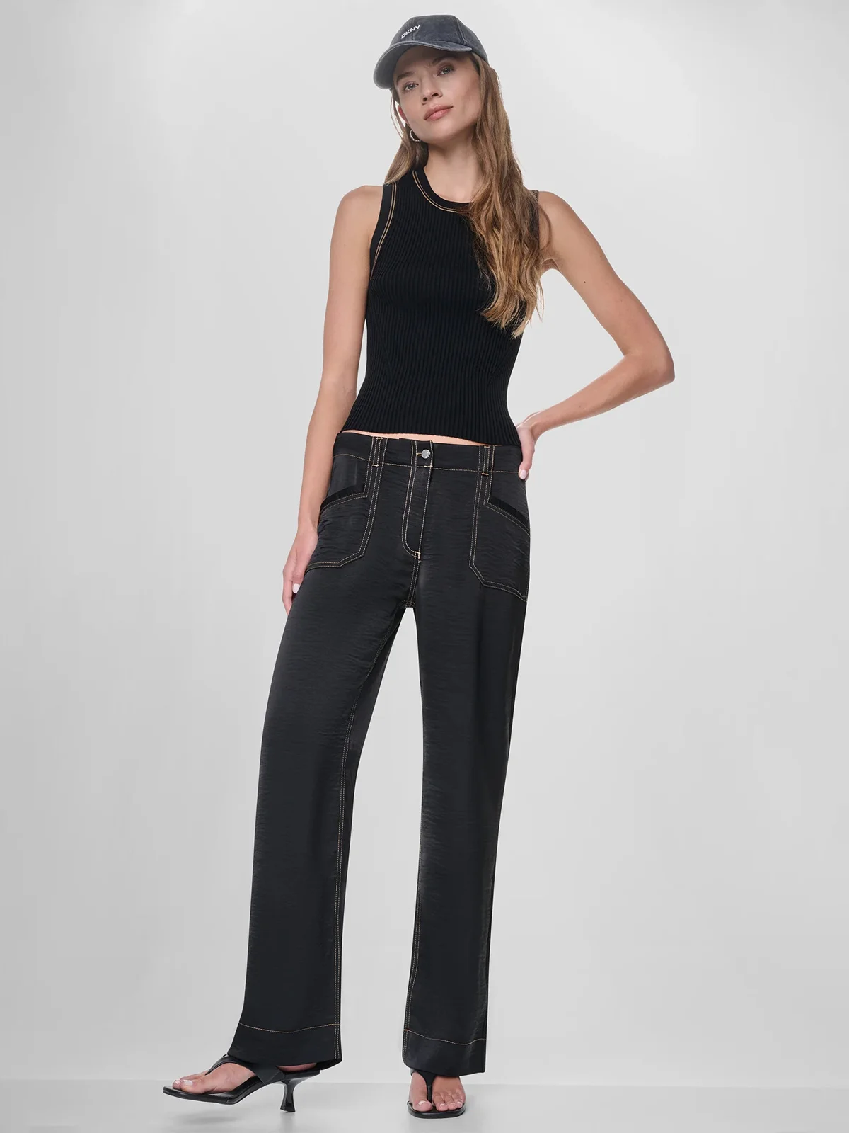 DKNY Quần Dài Nữ Topstitch Glazed Dressing Pant