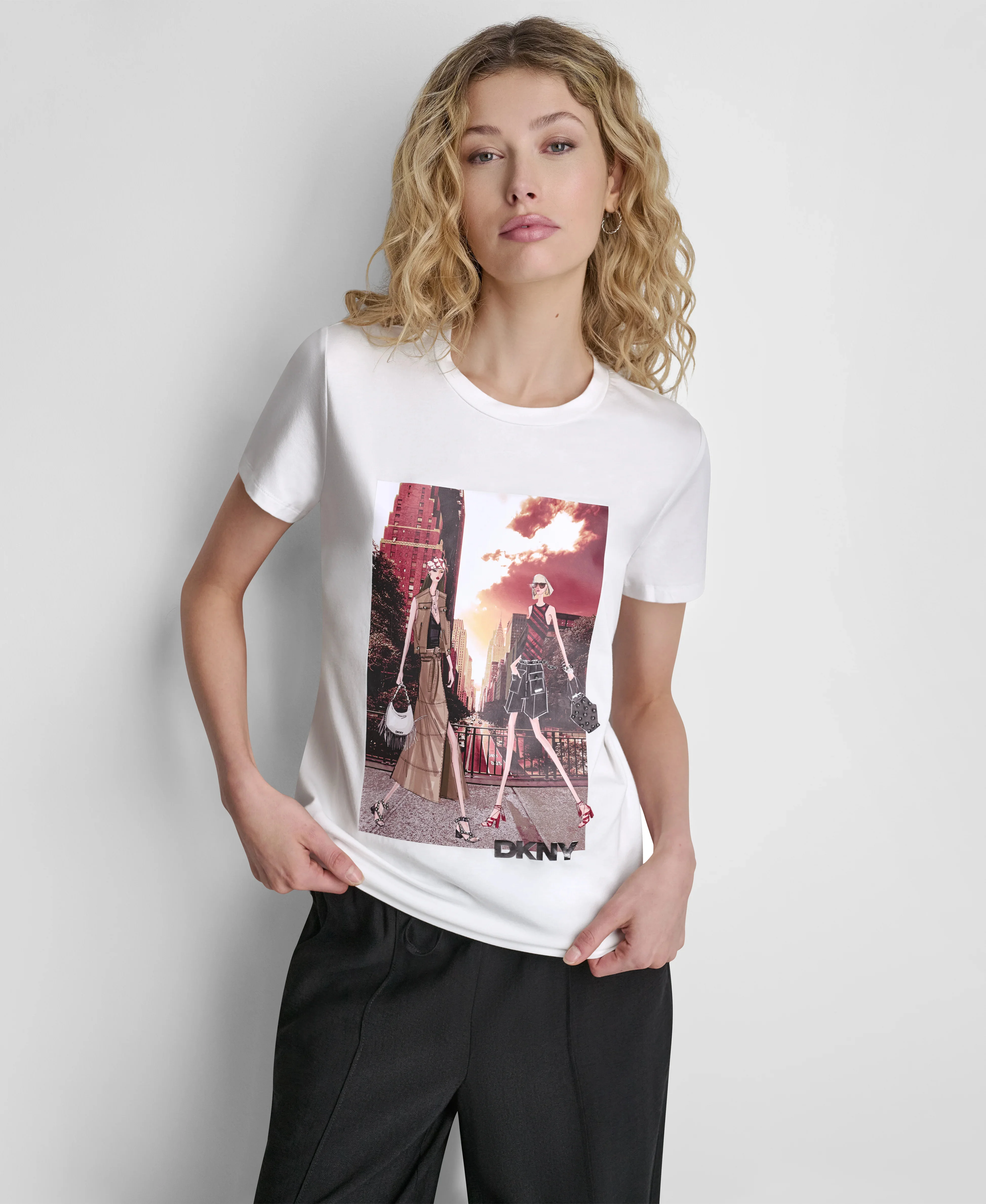 DKNY Áo Thun Nữ Ss Mhttn Conversational Tshirt