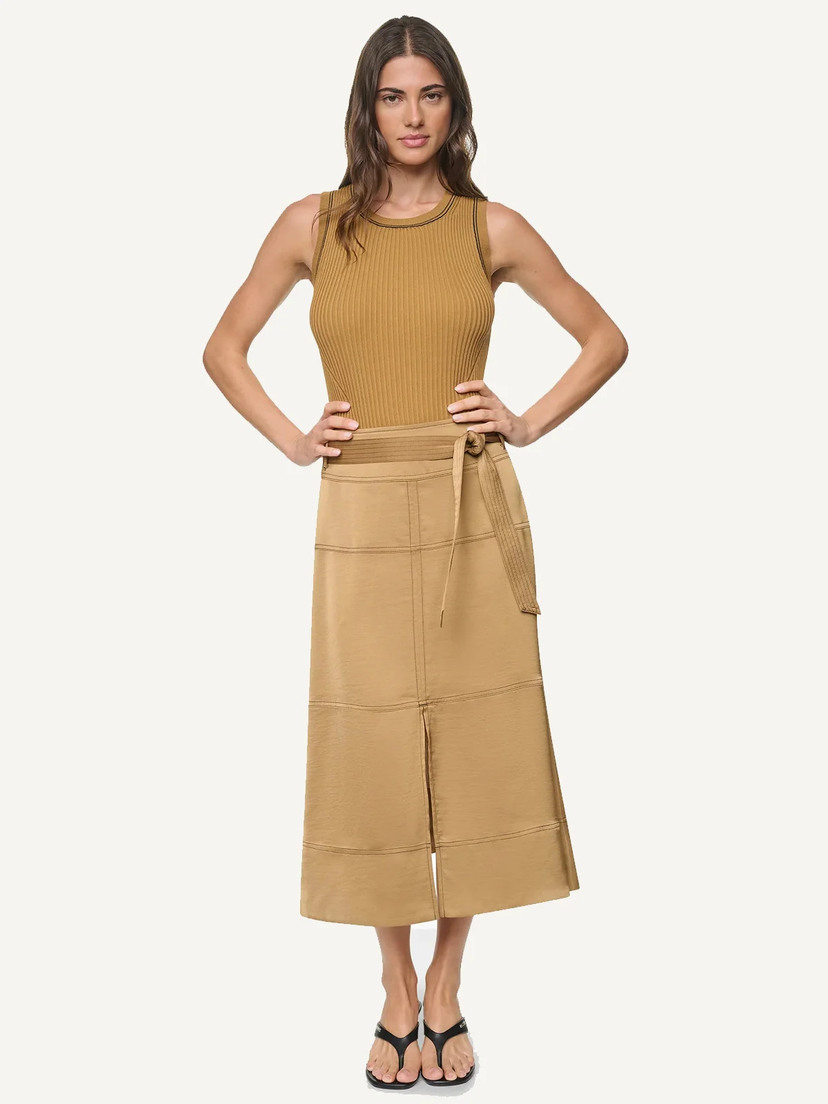 DKNY Váy Nữ Tie Waist Cntrst Stitch Skirt
