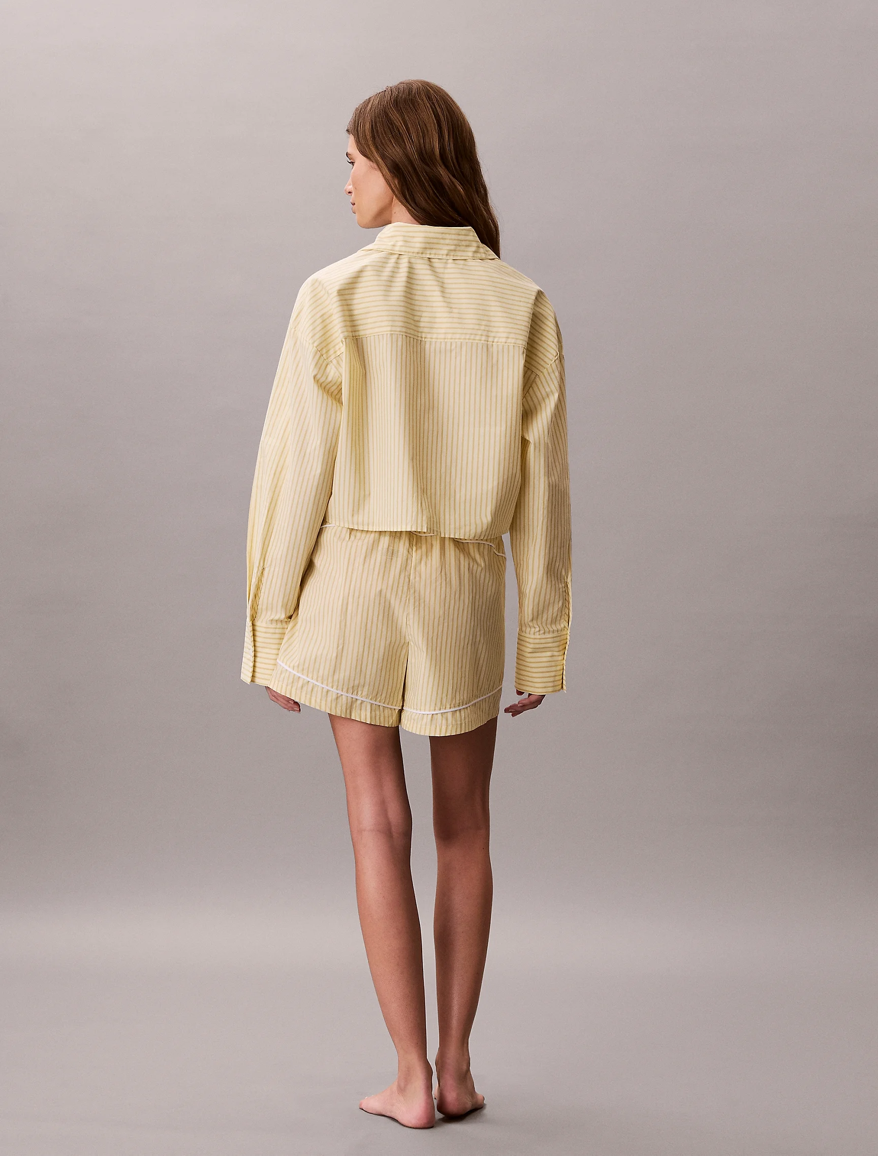 CK UNDERWEAR Áo Ngủ Nữ Cropped Cotton Poplin Pyjama Top