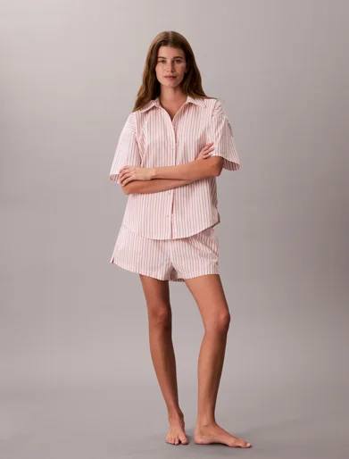 CK UNDERWEAR Áo Ngủ Nữ Cotton Poplin Relaxed Shirt