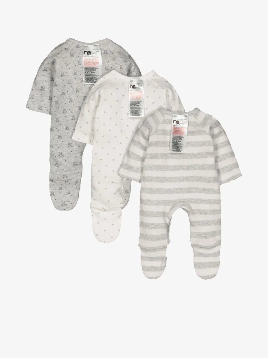 mothercare Bộ sản phẩm đặc biệt dành cho trẻ sinh son, nhẹ cân - set 3 áo ngủ liền quần dài tay dài chân