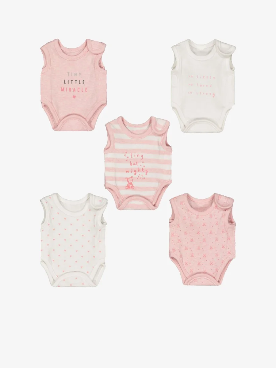 mothercare Bộ sản phẩm đặc biệt dành cho trẻ sinh son, nhẹ cân - set 5 áo bodysuit