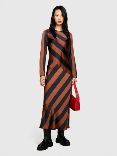 SISLEY Đầm Vải Nữ Satin Printed Dress