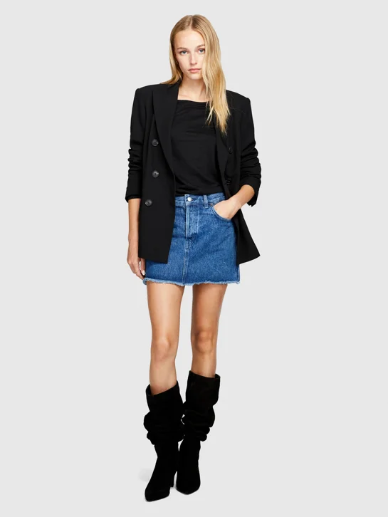 SISLEY Chân Váy Vải Nữ Denim Mini Skirt