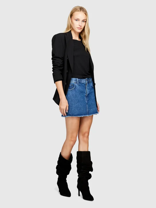 SISLEY Chân Váy Vải Nữ Denim Mini Skirt