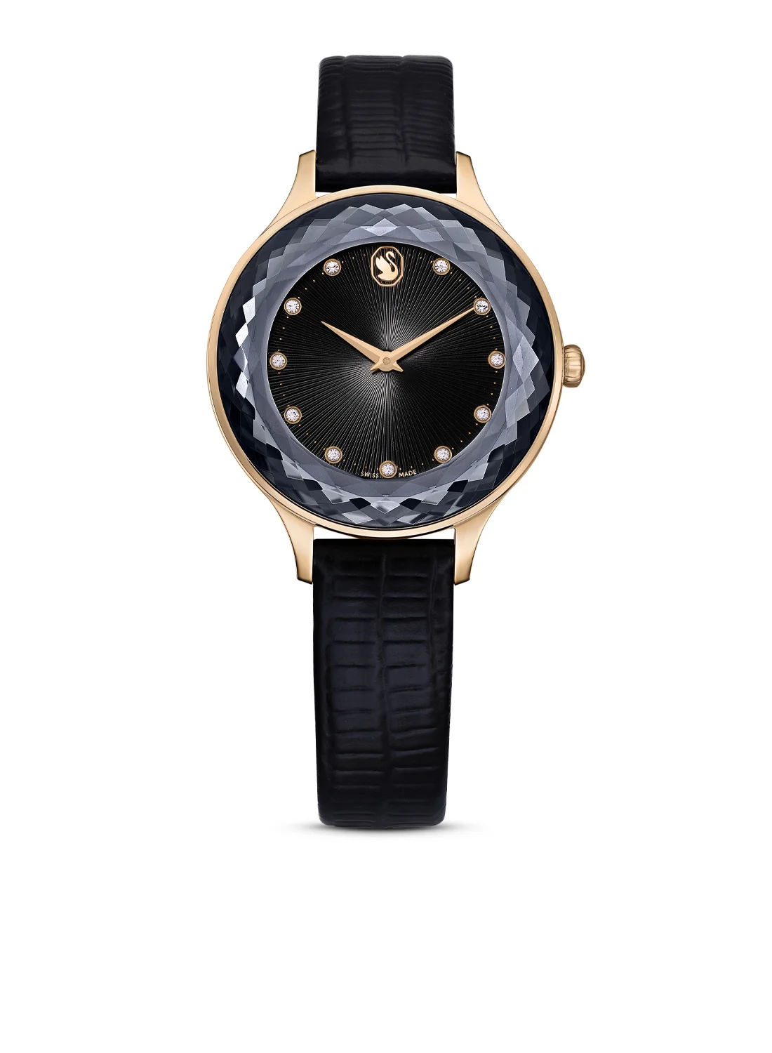 Đồng Hồ Octea Nova, Swiss Made, Leather Strap, Black, Rose Gold-Tone ...