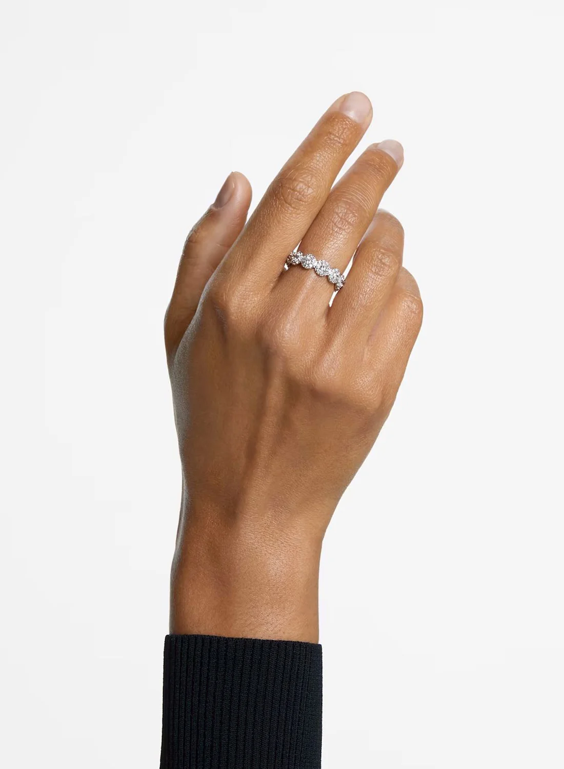 SWAROVSKI Nhẫn Constella, Round Cut, Pavé, White, Rhodium Plated