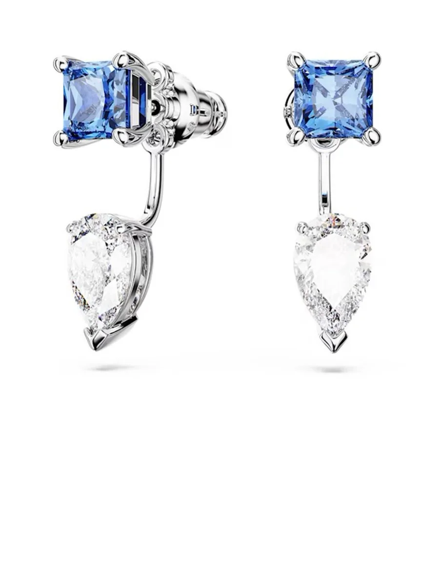 SWAROVSKI Bông Tai Mesmera Jackets, Mixed Cuts, Detachable, Blue, Rhodium Plated