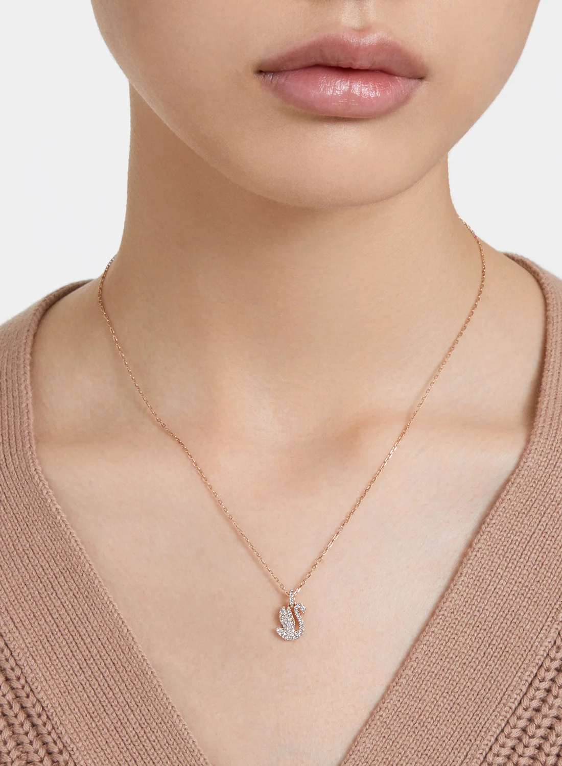 SWAROVSKI Vòng Cổ Swarovski Iconic Swan, Small, White, Rose Gold-Tone Plated