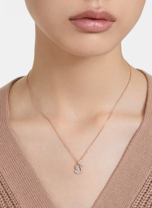 SWAROVSKI Vòng Cổ Swarovski Iconic Swan, Small, White, Rose Gold-Tone Plated