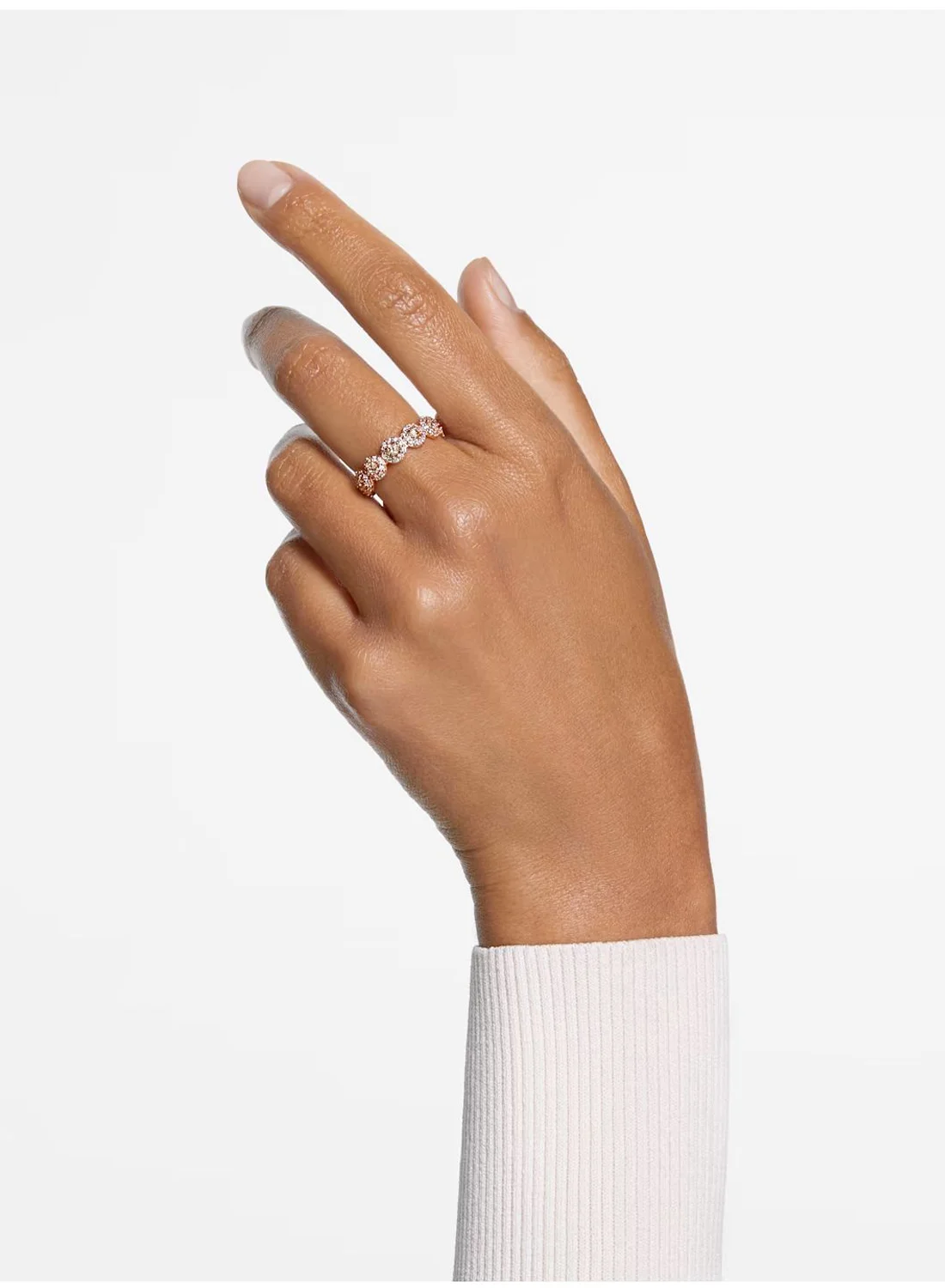 SWAROVSKI Nhẫn Constella, Round Cut, Pavé, White, Rose Gold-Tone Plated