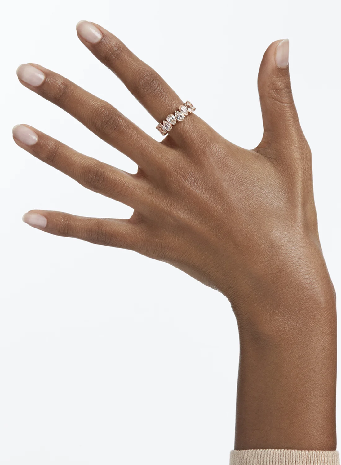 SWAROVSKI Nhẫn Vittore, Pear Cut, White, Rose Gold-Tone Plated