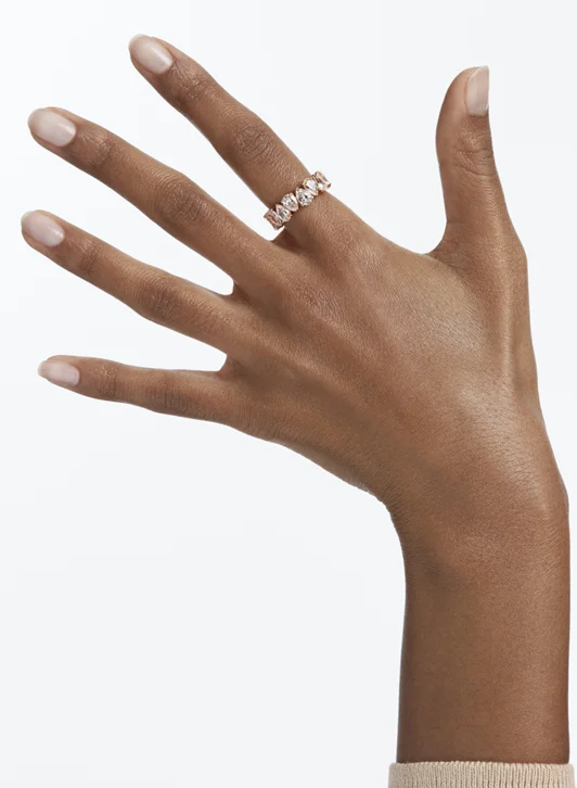 SWAROVSKI Nhẫn Vittore, Pear Cut, White, Rose Gold-Tone Plated