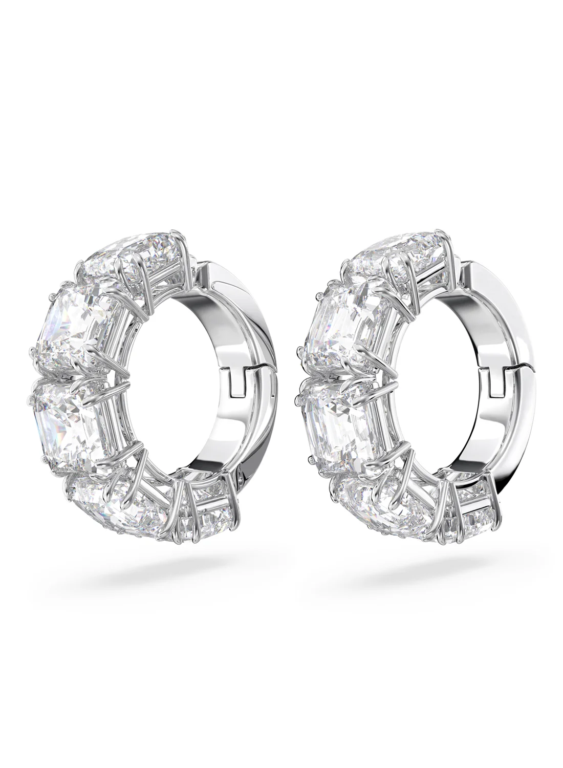 SWAROVSKI Bông Tai Millenia Clip, Square Cut, White, Rhodium Plated