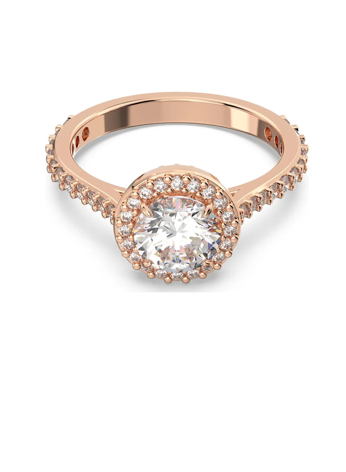 SWAROVSKI Nhẫn Constella Cocktail Round Cut, Pavé, White, Rose Gold-Tone Plated