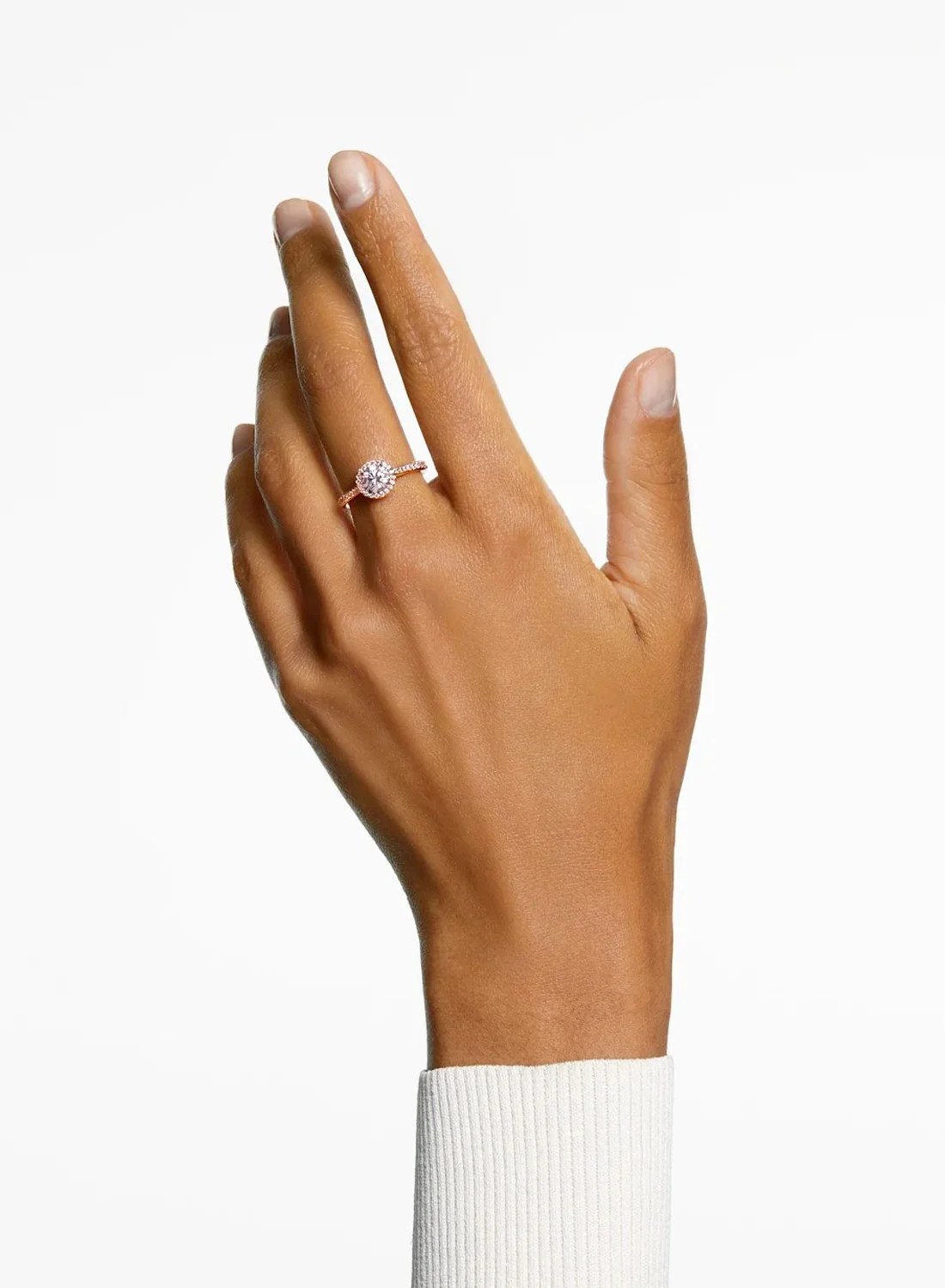 SWAROVSKI Nhẫn Constella Cocktail Round Cut, Pavé, White, Rose Gold-Tone Plated