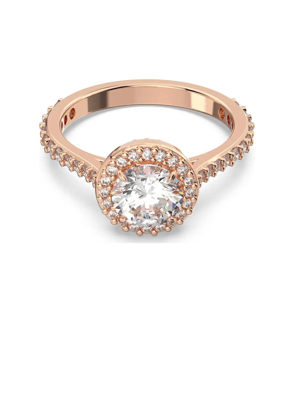 SWAROVSKI Nhẫn Constella Cocktail Round Cut, Pavé, White, Rose Gold-Tone Plated
