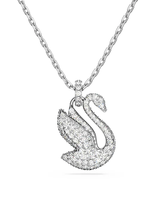 SWAROVSKI Vòng Cổ Swarovski Iconic Swan, Medium, White, Rhodium Plated