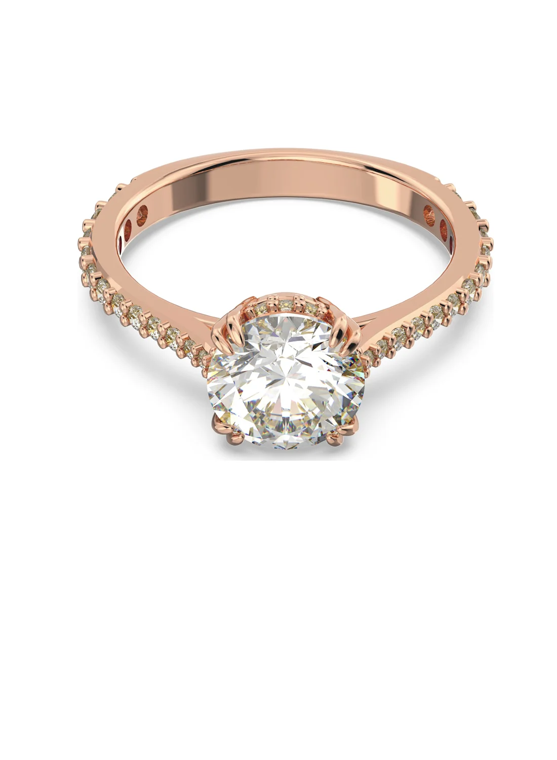 SWAROVSKI Nhẫn Constella Cocktail Princess Cut, Pavé, White, Rose Gold-Tone Plated