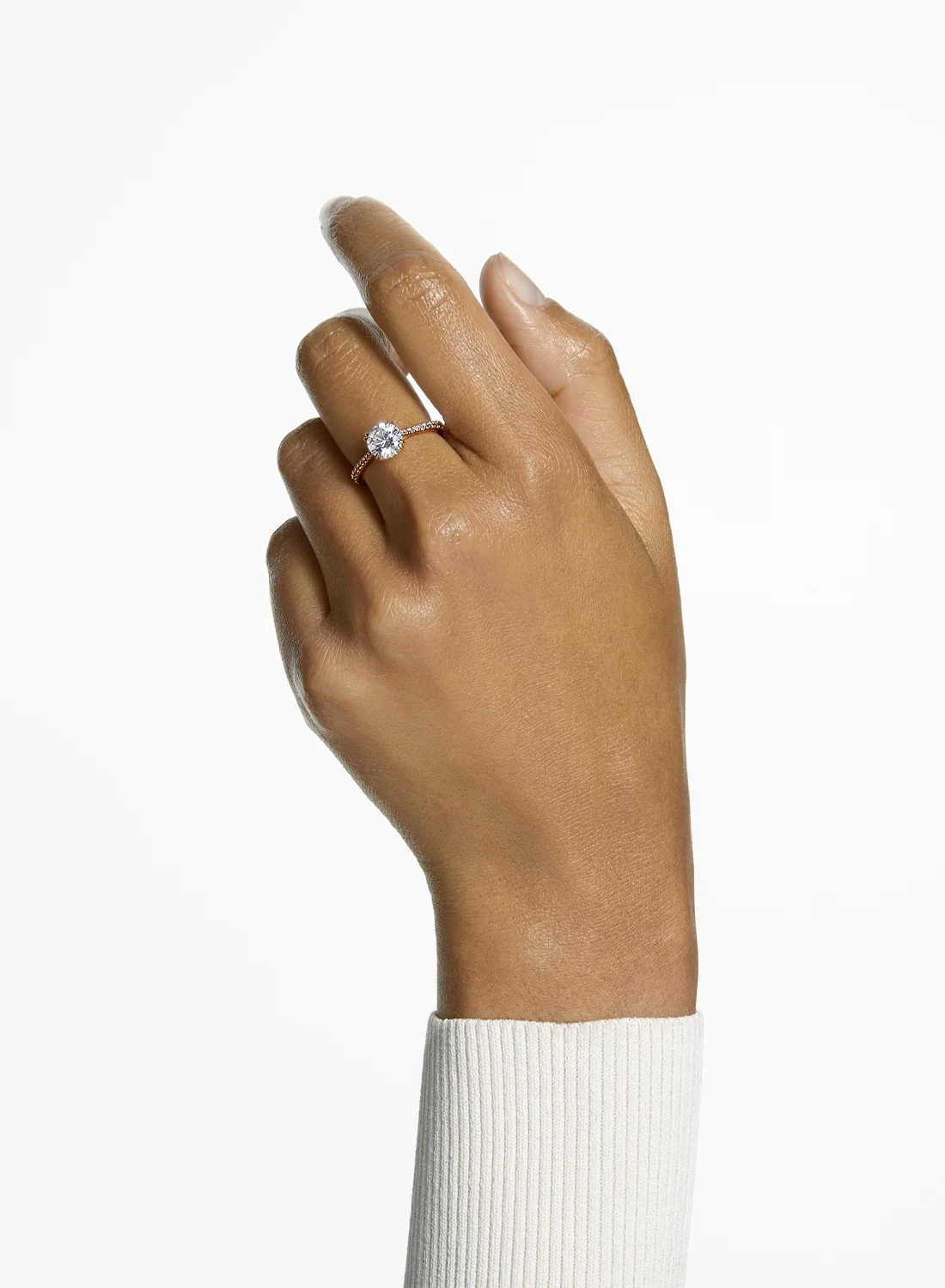 SWAROVSKI Nhẫn Constella Cocktail Princess Cut, Pavé, White, Rose Gold-Tone Plated