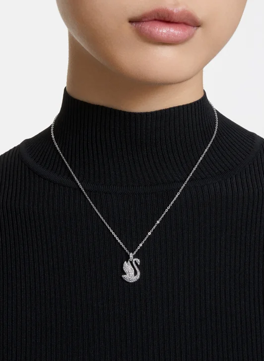 SWAROVSKI Vòng Cổ Swarovski Iconic Swan, Medium, White, Rhodium Plated