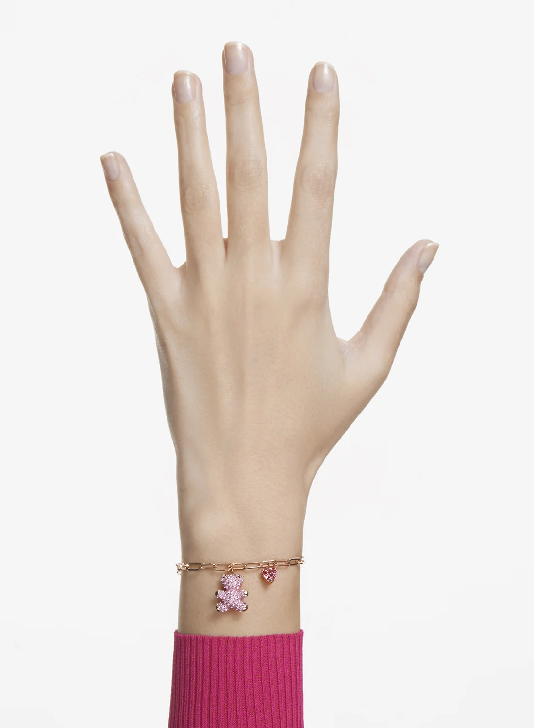 SWAROVSKI Vòng Tay Teddy, Bear, Pink, Rose Gold-Tone Plated