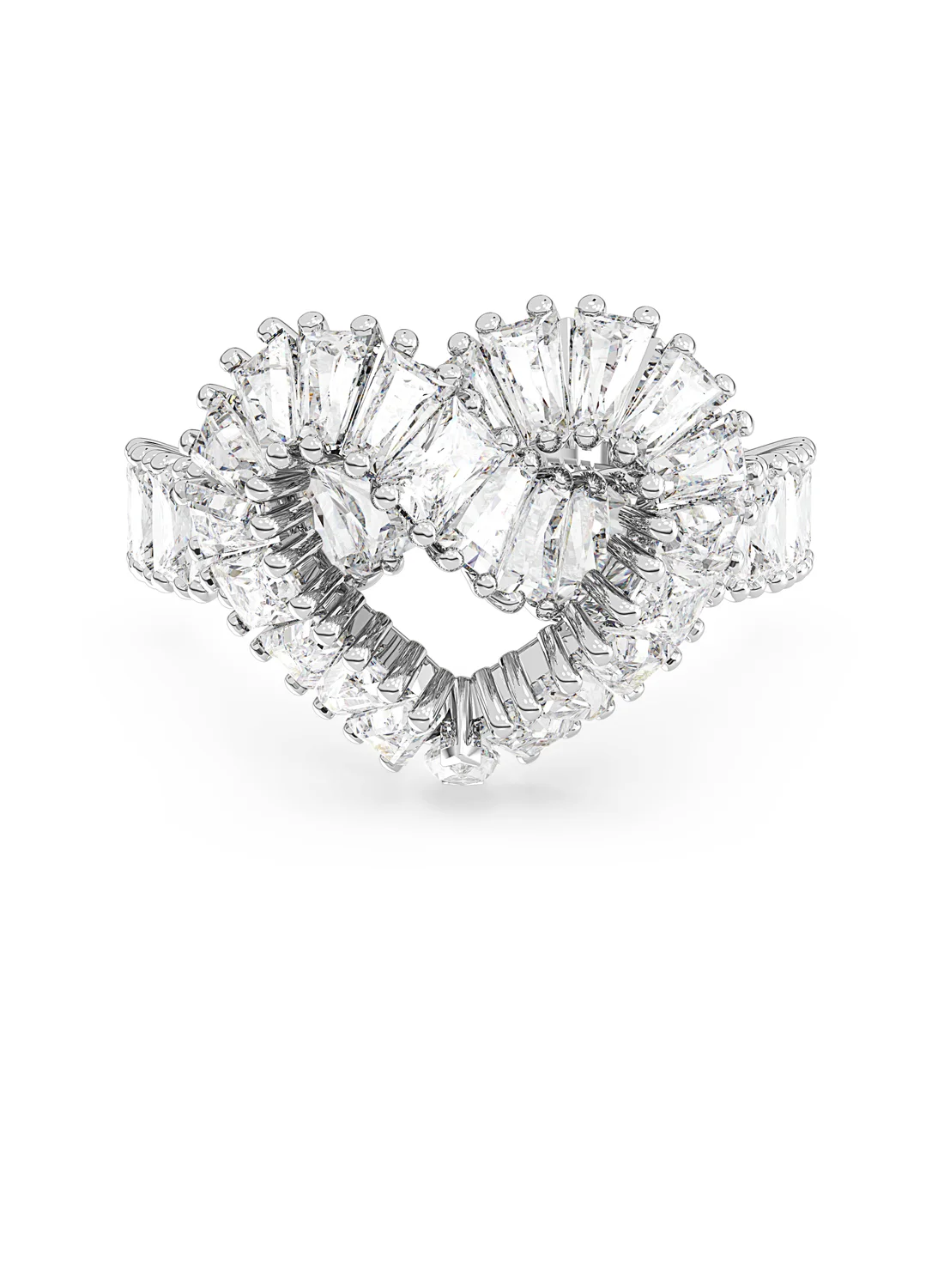 SWAROVSKI Nhẫn Matrix Cocktail, Mixed Cuts, Heart, White, Rhodium Plated