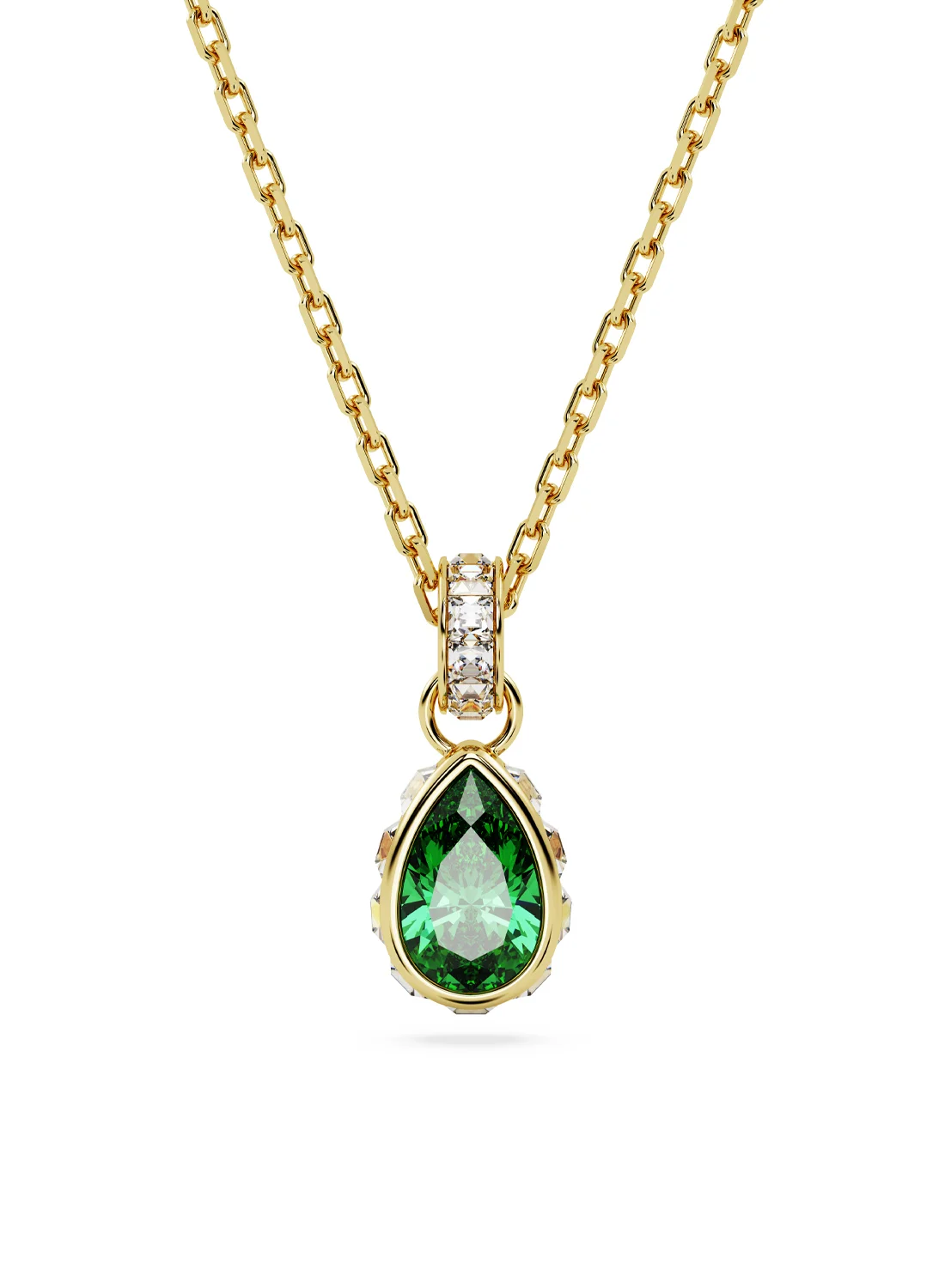 SWAROVSKI Vòng Cổ Stilla, Pear Cut, Green, Gold-Tone Plated