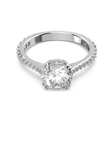 SWAROVSKI Nhẫn Constella Cocktail Princess Cut, Pavé, White, Rhodium Plated