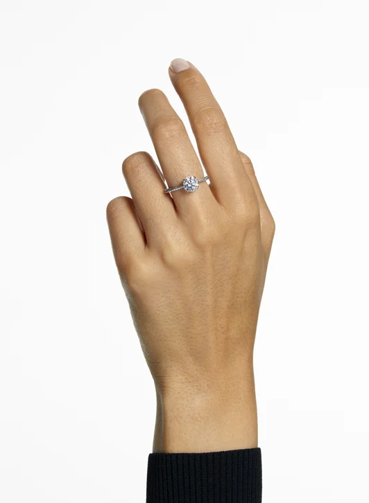 SWAROVSKI Nhẫn Constella Cocktail Princess Cut, Pavé, White, Rhodium Plated