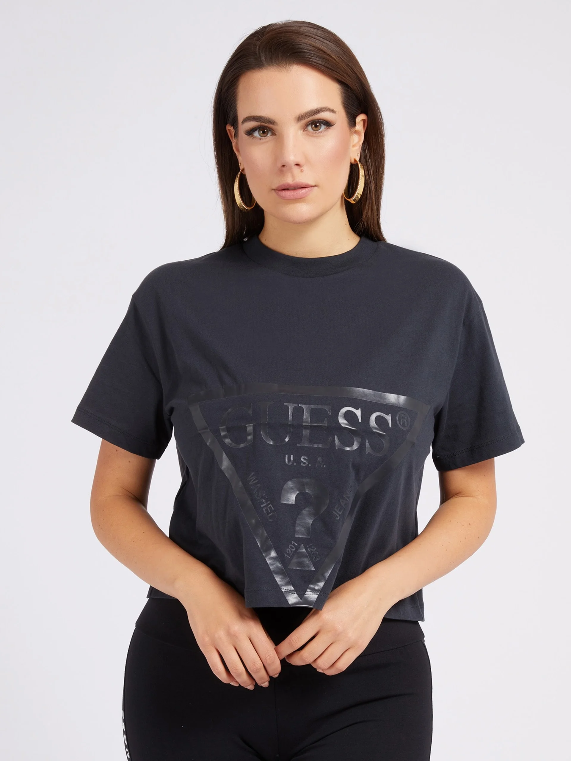 GUESS ATHLEISURE Áo Thun Kiểu Thể Thao Nữ - Adele Crop T-Shirt