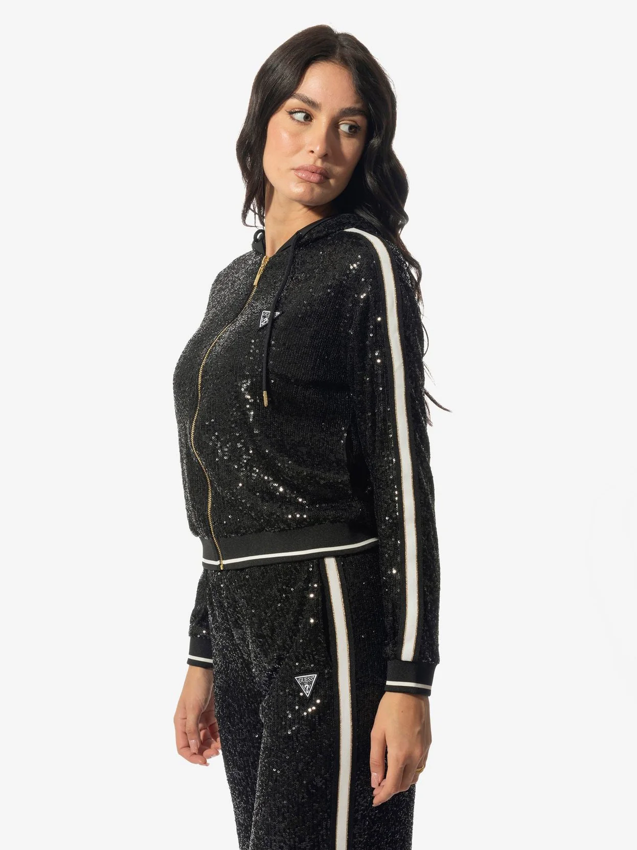 GUESS ATHLEISURE Áo Nỉ Kiểu Thể Thao Nữ - Mini Sequins Full Zip Sweatshi