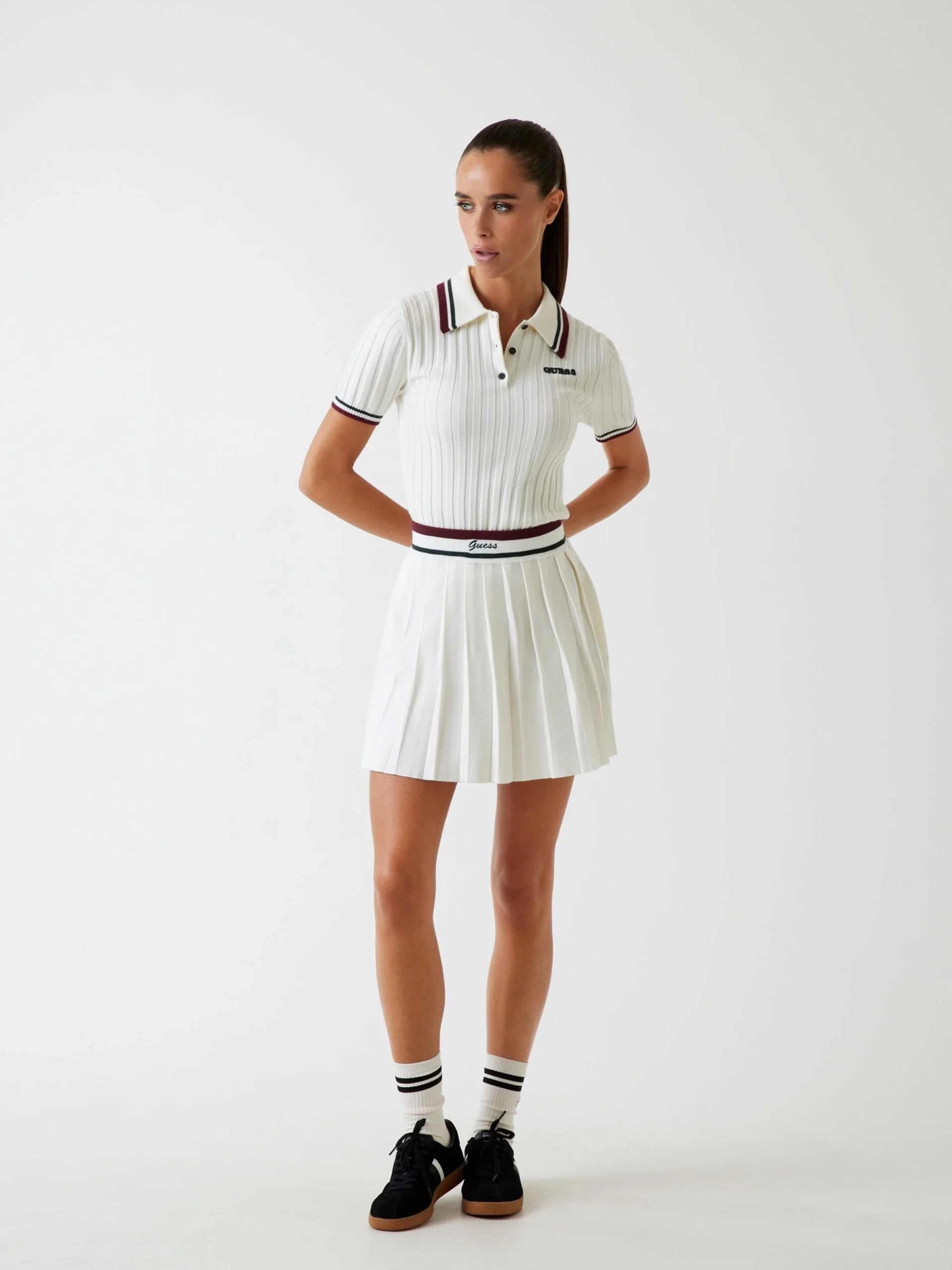 GUESS ATHLEISURE Áo Polo Kiểu Thể Thao Nữ - Sabina Ss Ribbed Polo Swtr