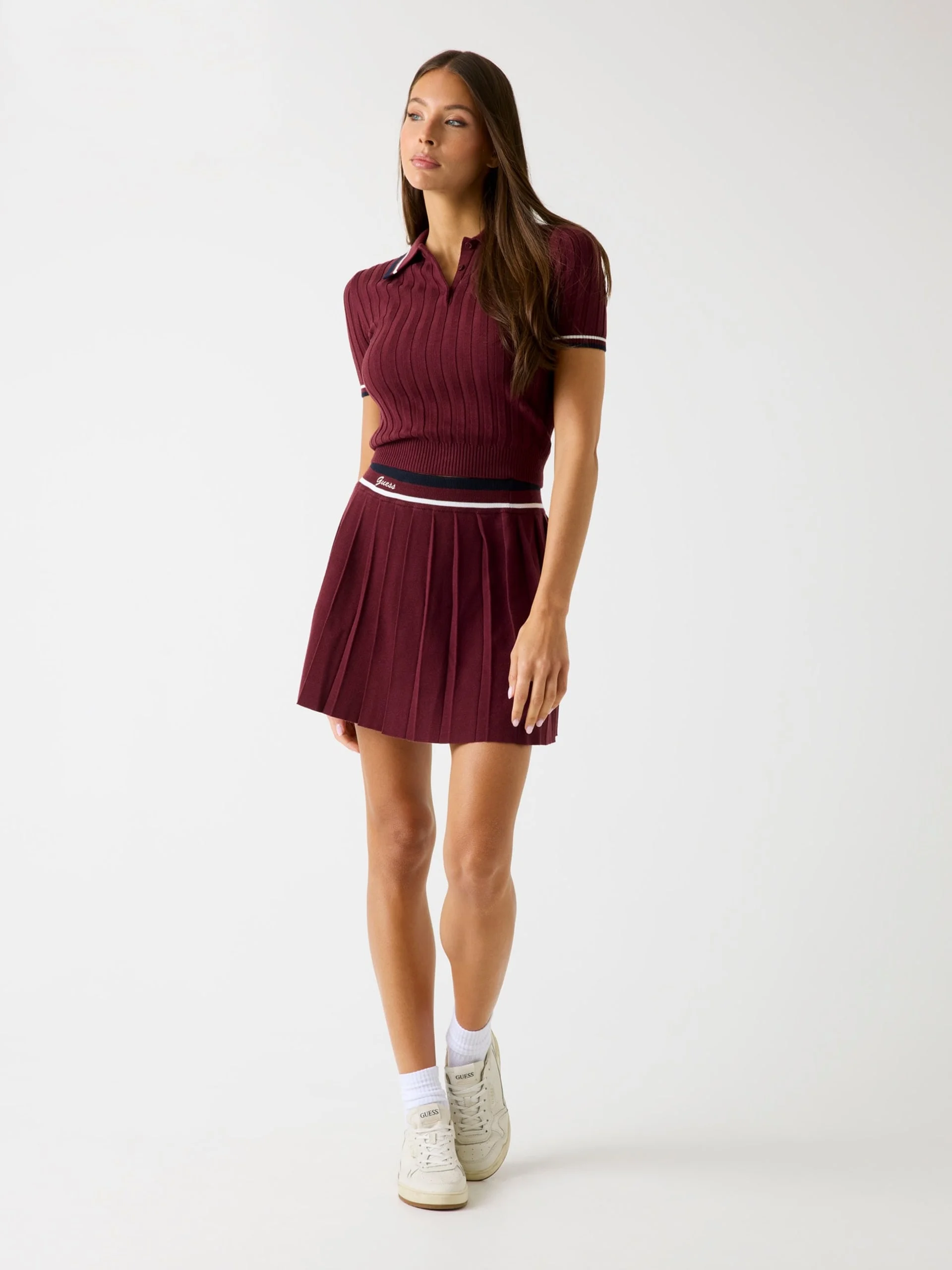 GUESS ATHLEISURE Áo Polo Kiểu Thể Thao Nữ - Sabina Ss Ribbed Polo Swtr